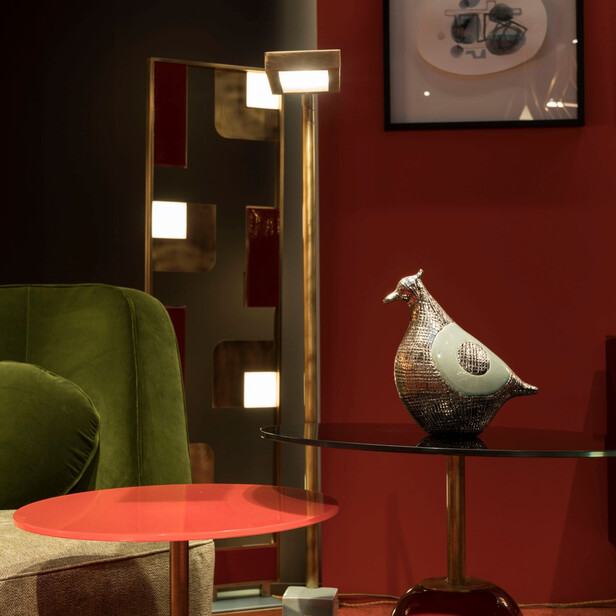 Statueta pasare din ceramica verde/bronz BIRD POP