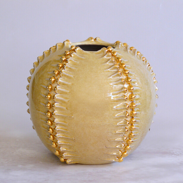 PIGNA BACIATA - Bol galben din ceramica Majolica, cu motive in relief