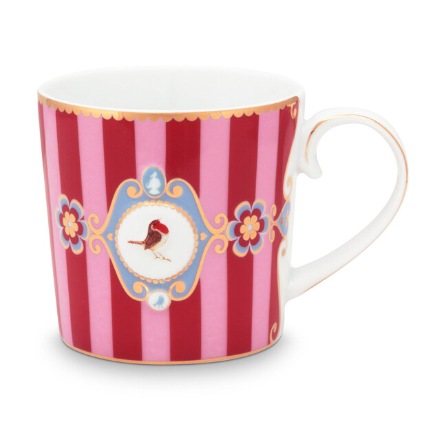 LOVE BIRDS MEDALION RED STRIPES – Set 6 căni mici din porțelan fin