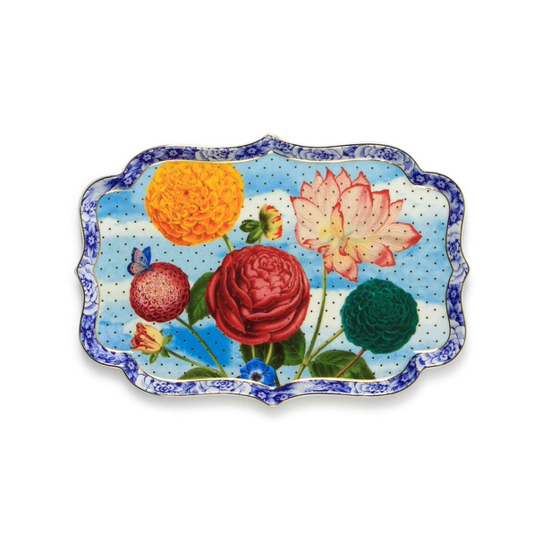 Set 2 platouri mici, decor floral multicolor ROYAL