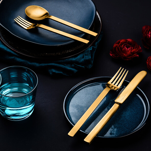 STILE ORO by Pininfarina – Furculiță pentru desert din inox auriu, eleganță pură și design italian atemporal