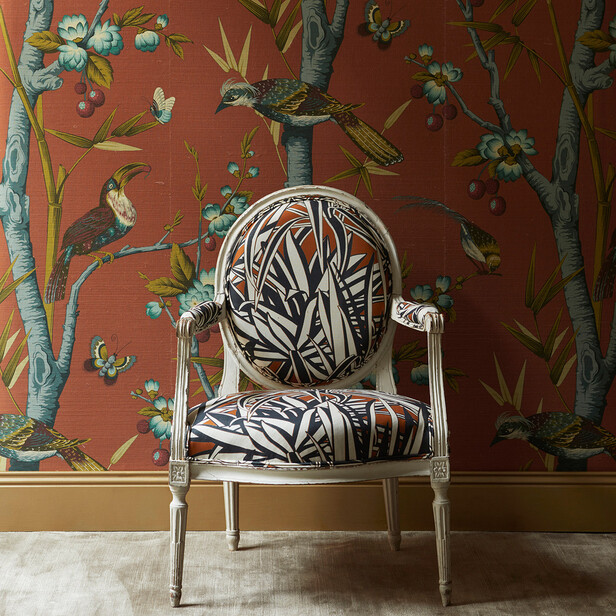 JOSEPHINE – Tapet panoramic pe pai japonez cu păsări exotice și bambus