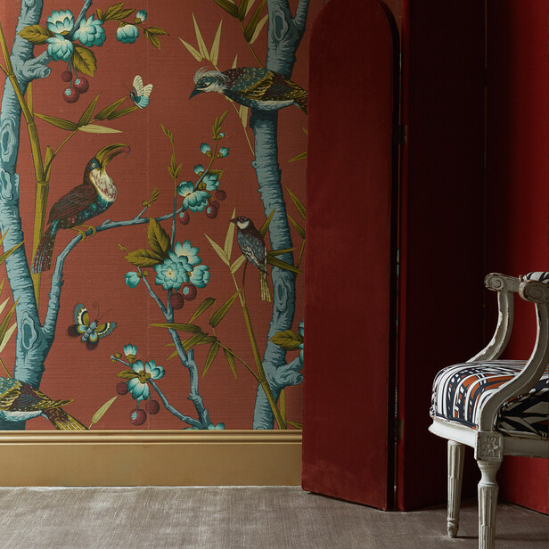 JOSEPHINE – Tapet panoramic pe pai japonez cu păsări exotice și bambus