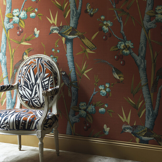 JOSEPHINE – Tapet panoramic pe pai japonez cu păsări exotice și bambus