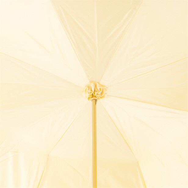 Umbrela bej cu maner auriu si model floral aplicat