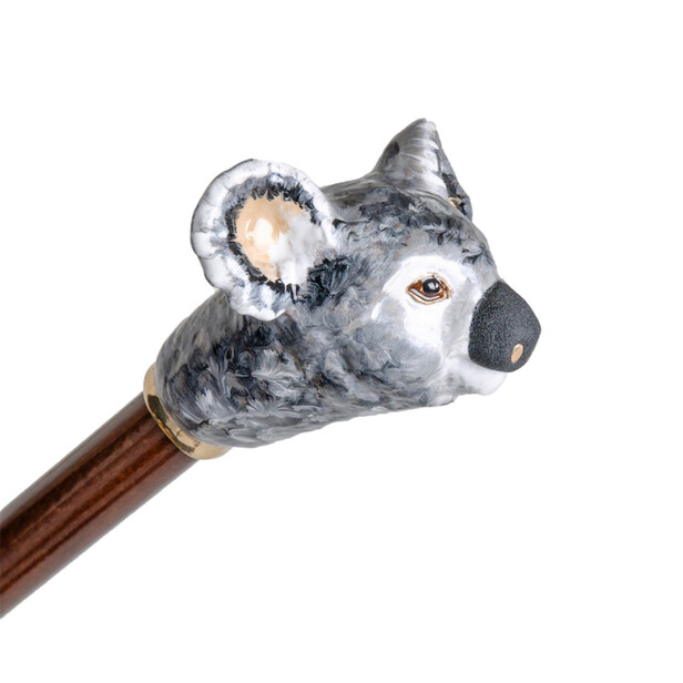 KOALA – Umbrelă damă bej cu interior frunze multicolore și mâner decorativ
