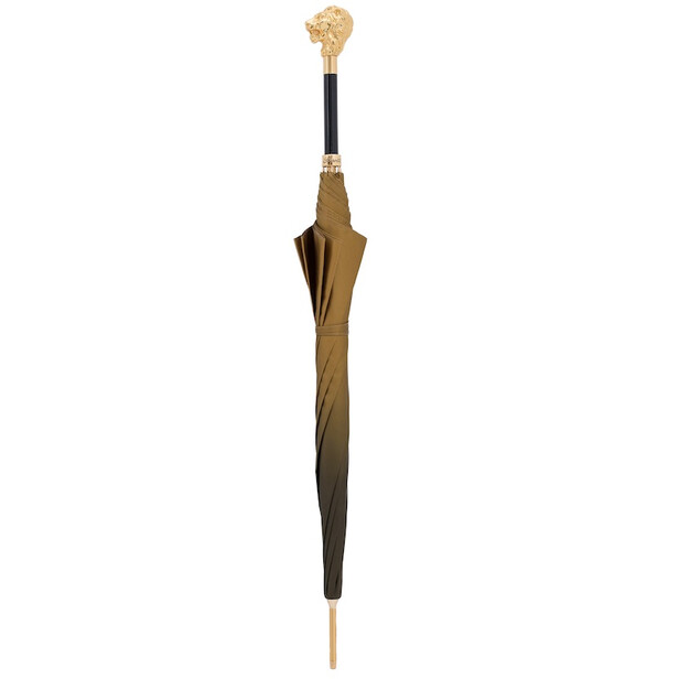 GOLDEN LION – Umbrelă damă aurie degrade cu mâner decor Leu