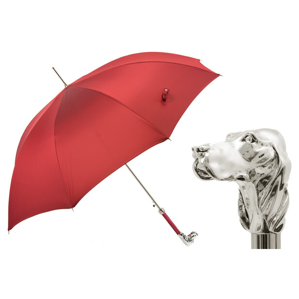 Umbrela pentru barbati cu maner decor Silver Hound, rosie