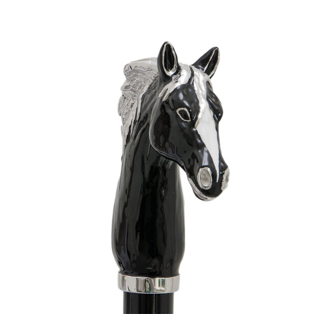 BLACK HORSE – Umbrelă bărbați neagră cu mâner decor Cal
