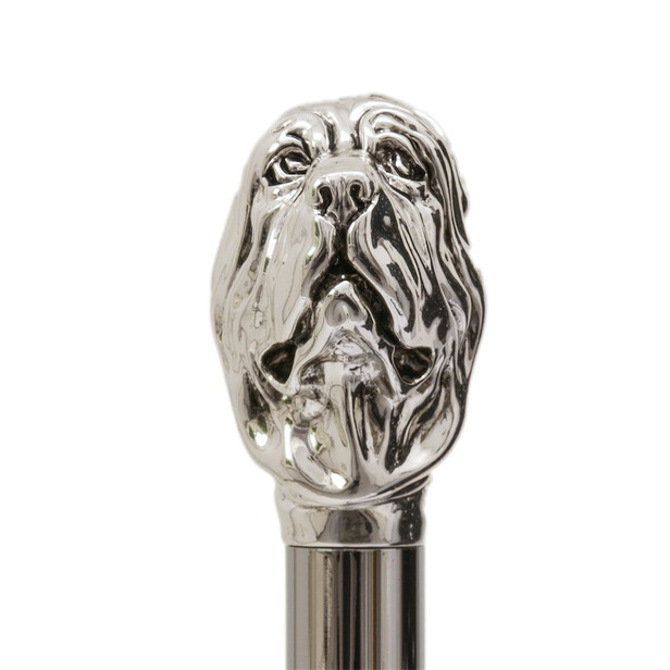 SILVER MASTIFF – Umbrelă bărbați neagră cu mâner decor Mastiff argintat