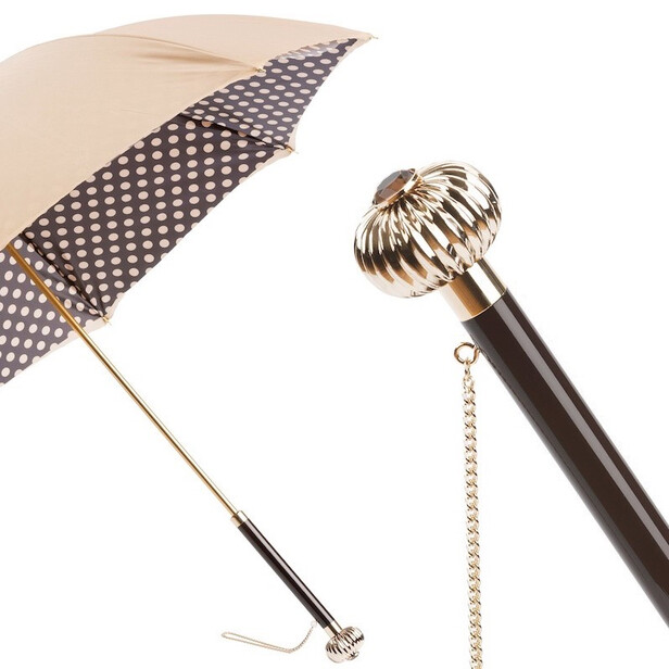 Umbrela bej cu decor buline la interior