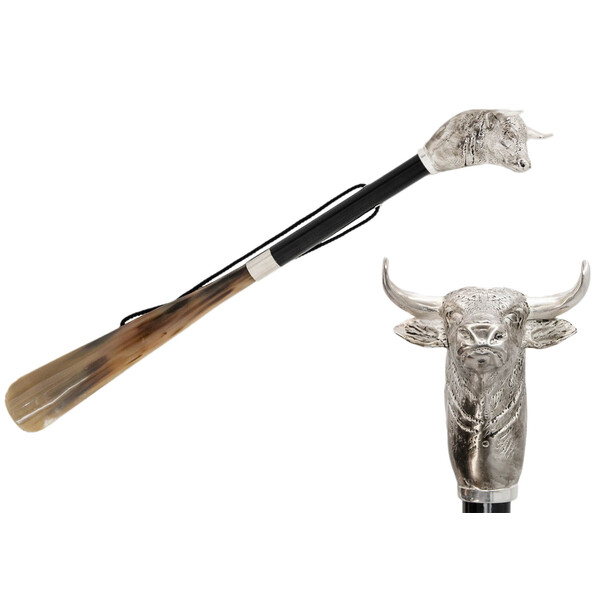 BULL SILVER – Încălțător negru cu detalii maro, cap de taur argintiu | Pasotti
