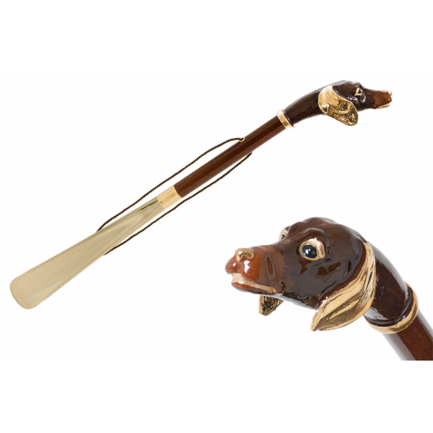 DACHSHUND GOLD – Încălțător maro cu cap de Dachshund auriu | Pasotti