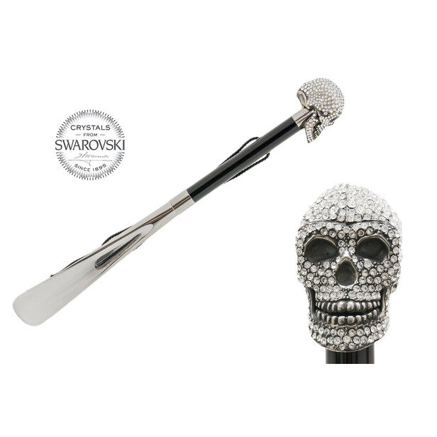 SWAROVSKI SKULL – Încălțător argintiu cu detalii negre | Pasotti