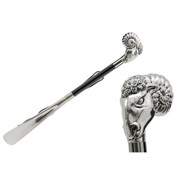 RAM SILVER – Încălțător argintiu cu detalii negre, cap de berbec | Pasotti