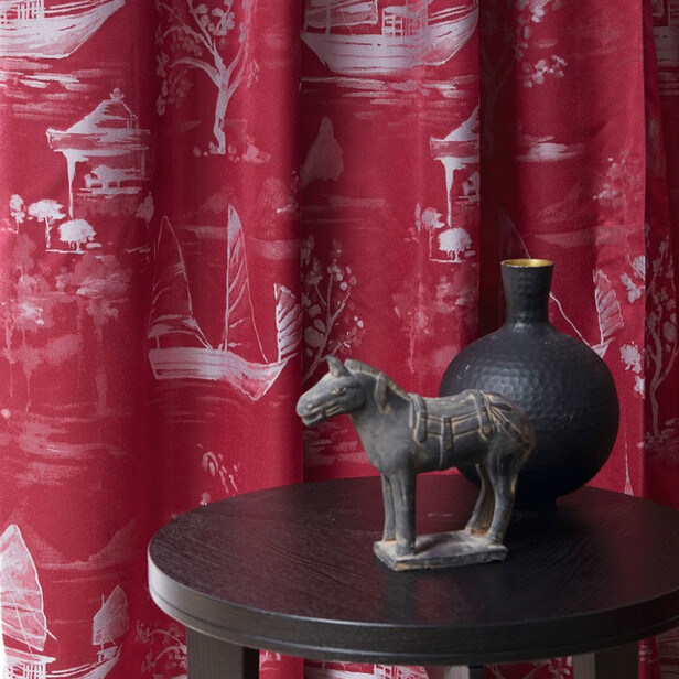AKITA – Jacquard toile de Jouy cu pagode și corăbii, 40.000 Martindale