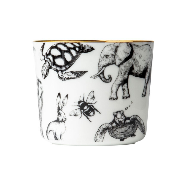 SIP OF GOLD – Pocal de șampanie PRECIOUS COMPANIONS alb-negru cu animale stil gravură