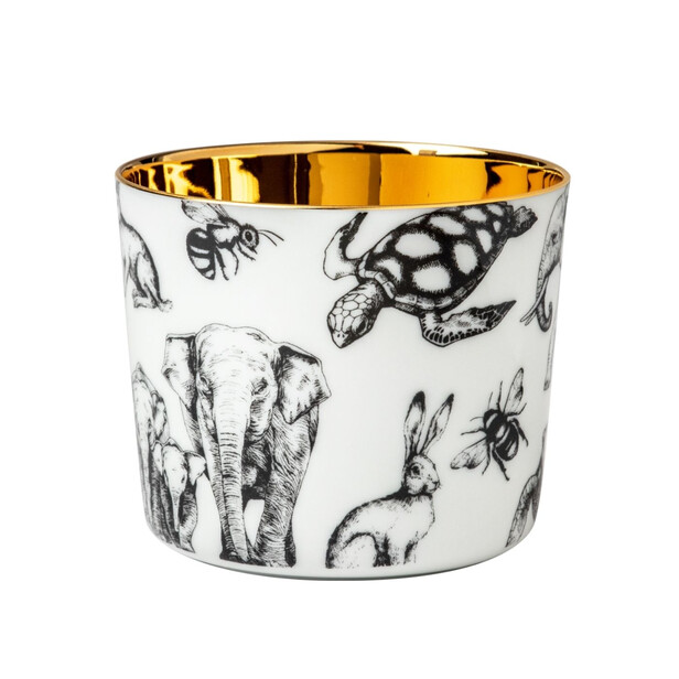 SIP OF GOLD – Pocal de șampanie PRECIOUS COMPANIONS alb-negru cu animale stil gravură