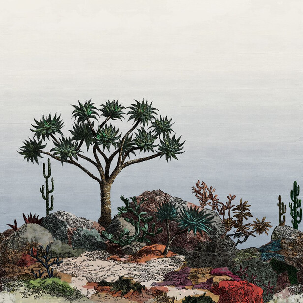 YUCCA – Tapet panoramic colorat cu motiv vegetal grafic