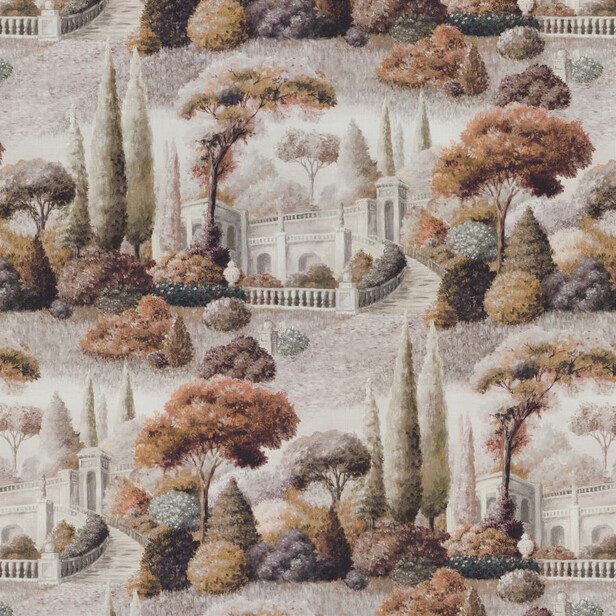 MIDSUMMER DREAM – țesătură de draperie din in imprimat cu peisaje poetice din Toscana: