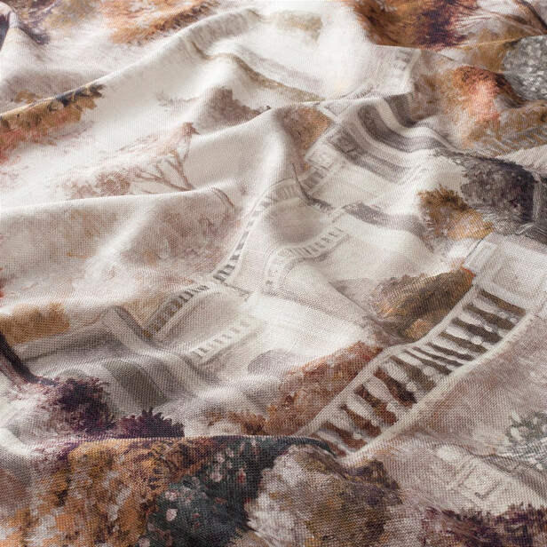 MIDSUMMER DREAM – țesătură de draperie din in imprimat cu peisaje poetice din Toscana: