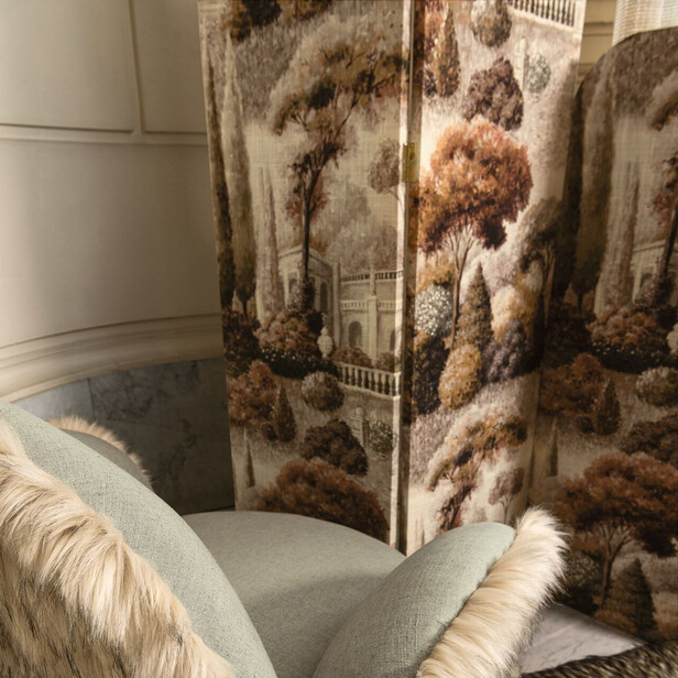 MIDSUMMER DREAM – țesătură de draperie din in imprimat cu peisaje poetice din Toscana:
