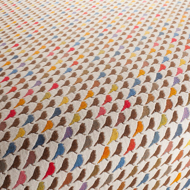 UCCELINO – Tapițerie jacquard cu păsărele colorate pe fond ecru