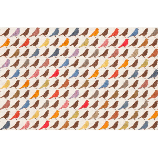 UCCELINO – Tapițerie jacquard cu păsărele colorate pe fond ecru