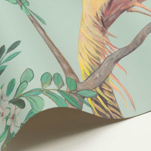 POMGRANATE Tapet panoramic – Rodia și păsări exotice în stil Chinoiserie
