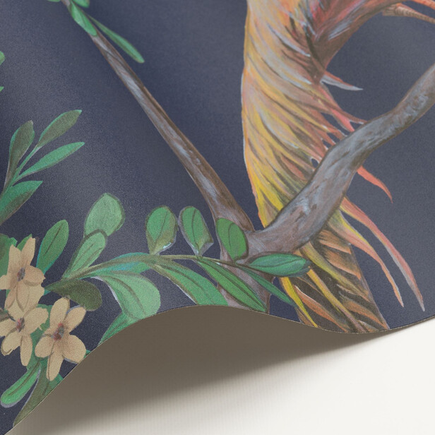 POMGRANATE Tapet panoramic – Rodia și păsări exotice în stil Chinoiserie