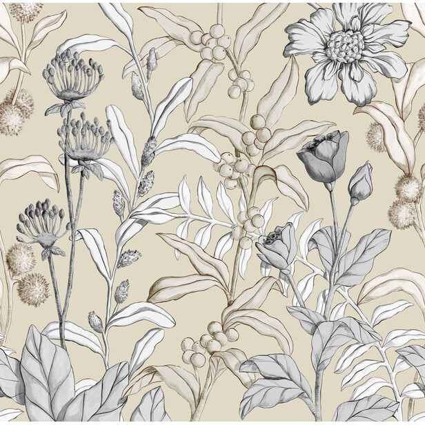 PETALS AND BERRIES Tapet panoramic – design floral artistic, inspirat din arta stradală