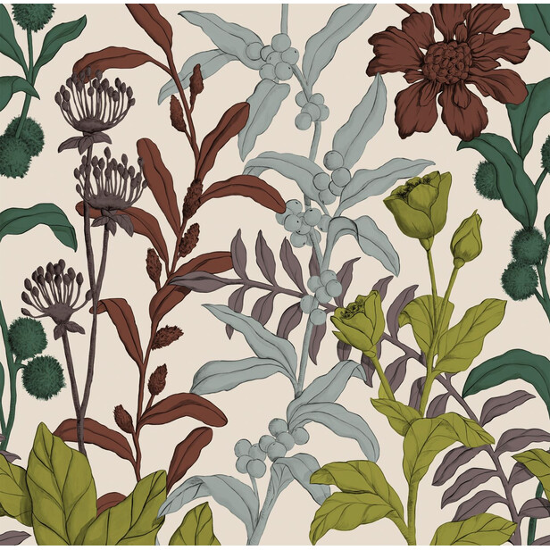 PETALS AND BERRIES Tapet panoramic – design floral artistic, inspirat din arta stradală