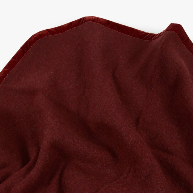 THERMO – Pătură Bordeaux cu Bordură de Catifea – Față Dublă Bordeaux & Roz – Lână Premium
