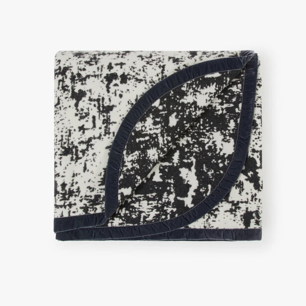 THERMO CAMOUFLAGE – Pătură Termică din Lână Gri Antracit & Alb cu Bordură de Catifea