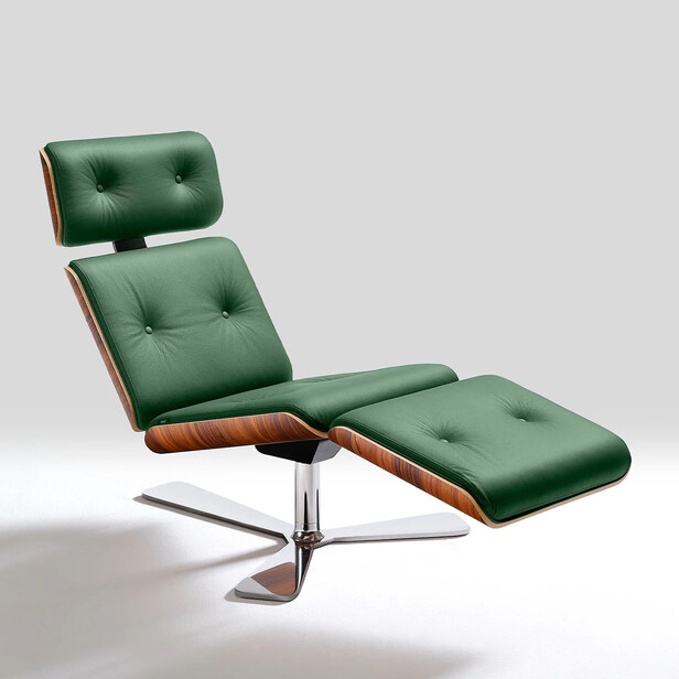 Sezlong din piele verde, ARMADILLO 7 - design Rainer Bachschmid