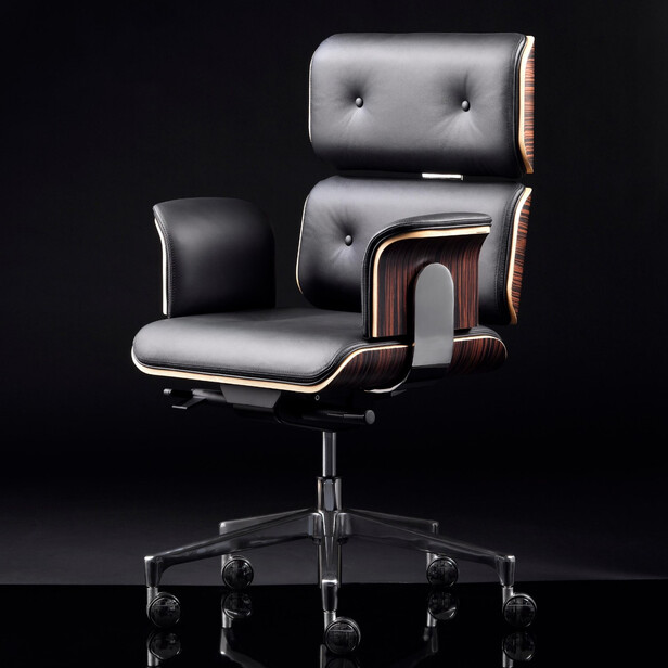 ARMADILLO 2 Scaun pentru birou din piele neagra - design Rainer Bachschmid