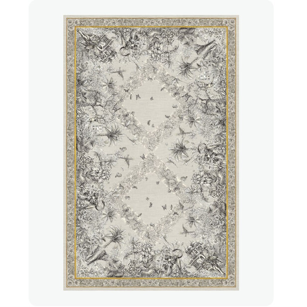 TANTRA – Față de masă din in 100% cu chenar decorativ, Tessitura Toscana Telerie