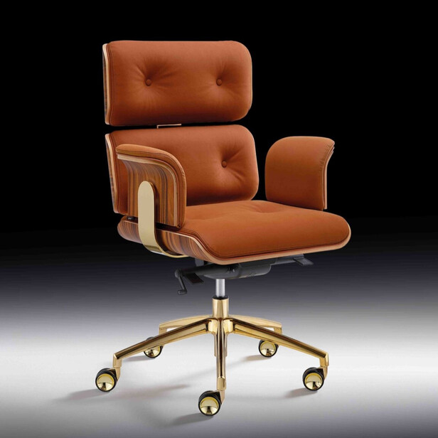 ARMADILLO 2 Scaun pentru birou din piele cognac - design Rainer Bachschmid
