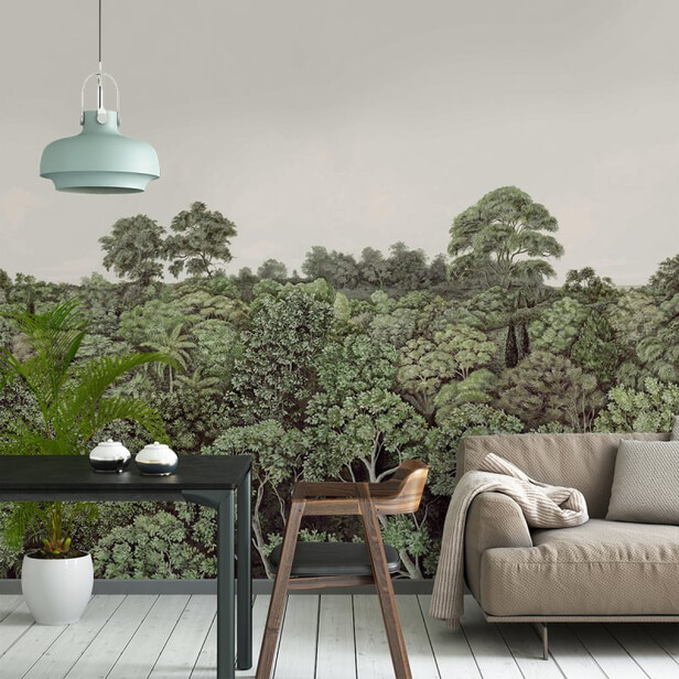 CANOPY Tapet panoramic – Pădure de pini și cer deschis