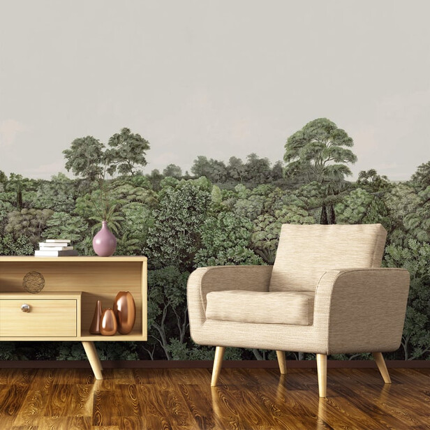 CANOPY Tapet panoramic – Pădure de pini și cer deschis