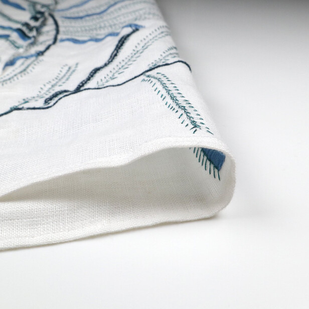 MIMOSA - Perdea Din In Cu Broderie Delicată De Frunze Și Crenguțe Stilizate