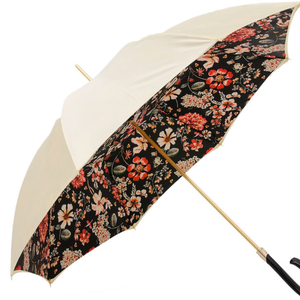 CREAMY FLOWERED – Umbrelă damă crem cu imprimeu floral și dublă țesătură
