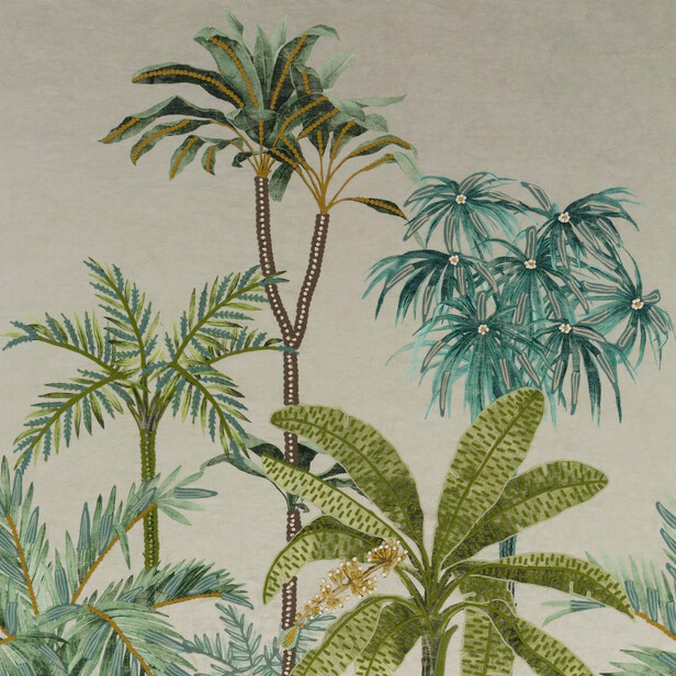 TROPICAL BREAK - Tesatura imprimata si brodata cu motive tropicale