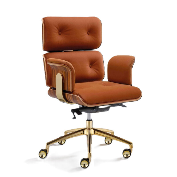 ARMADILLO 2 Scaun pentru birou din piele cognac - design Rainer Bachschmid