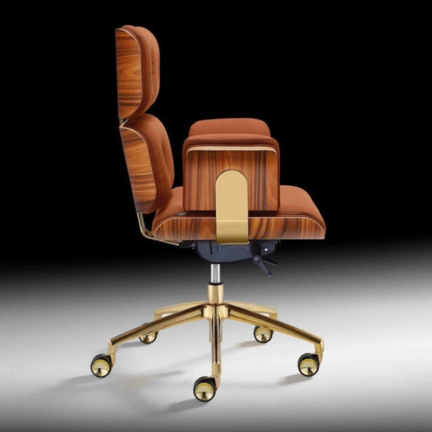 ARMADILLO 2 Scaun pentru birou din piele cognac - design Rainer Bachschmid