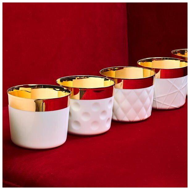 SIP OF GOLD – Pocal de șampanie WHITE WOVEN cu interior placat cu aur de 24K