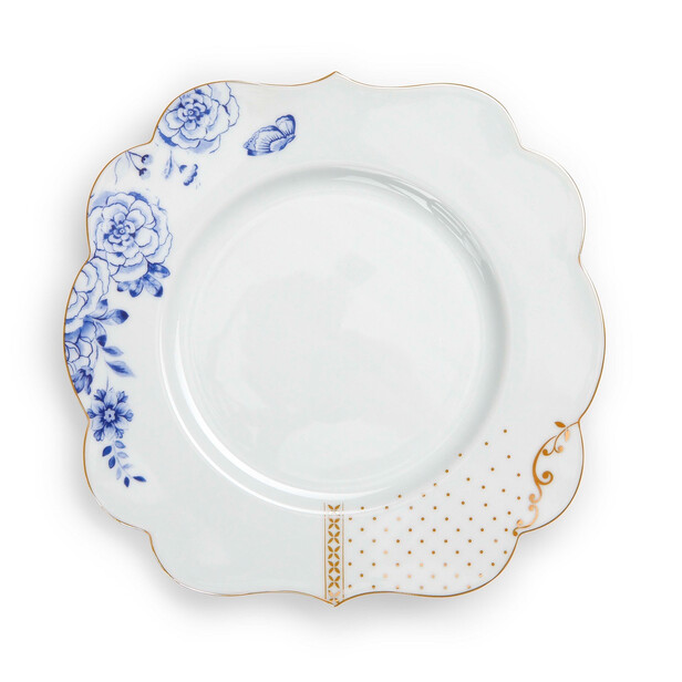 Set 6 farfurii pentru mic dejun, decor floral si buline ROYAL WHITE