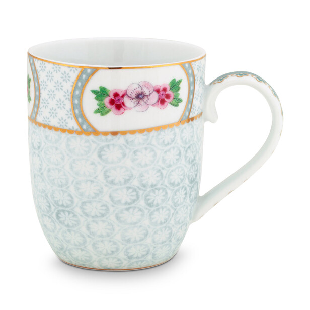 Set 6 cani medii fara farfurie pentru ceai sau cafea, BLUSHING BIRDS white