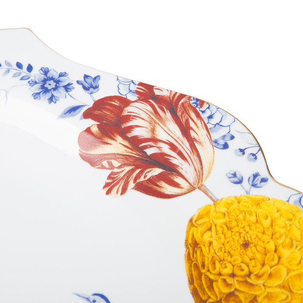 Platou de prezentare oval, decor floral multicolor ROYAL