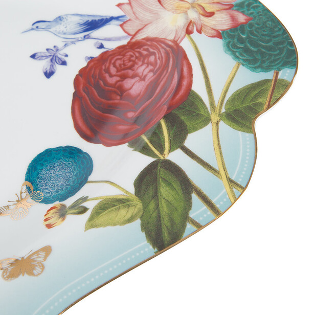 Platou de prezentare oval, decor floral multicolor ROYAL